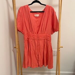 Anthropologie NWOT Katerina Coral Button-Front Dress